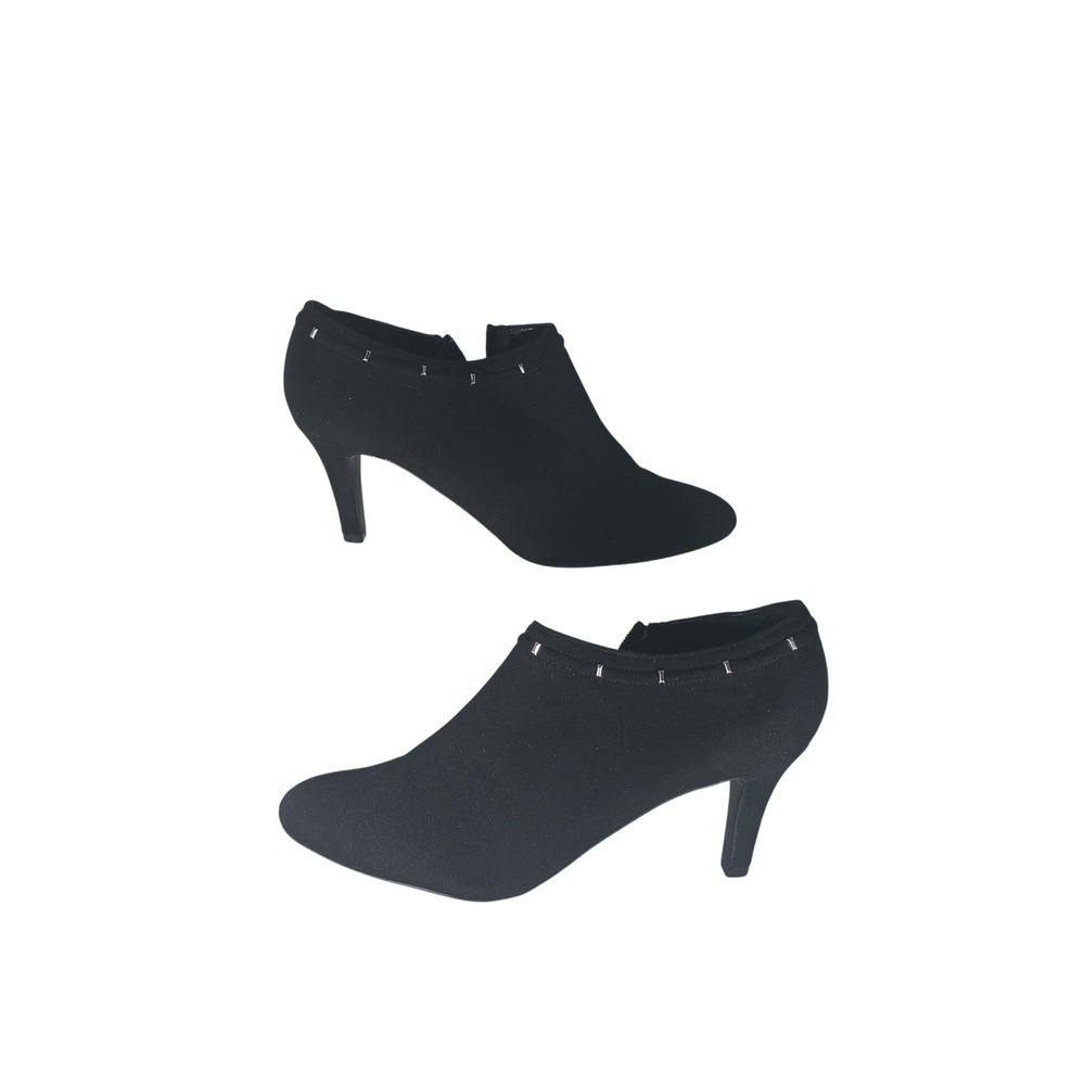 Covington Anklet Bootie 7.5M Black Studded Stiletto Pointed Toe Officecore Goth